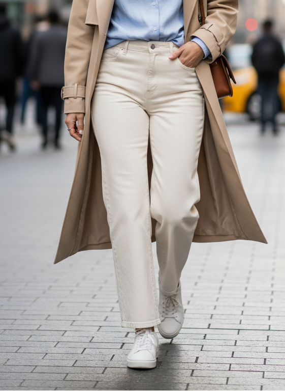 Krémové rifle vel. M/L |second hand|