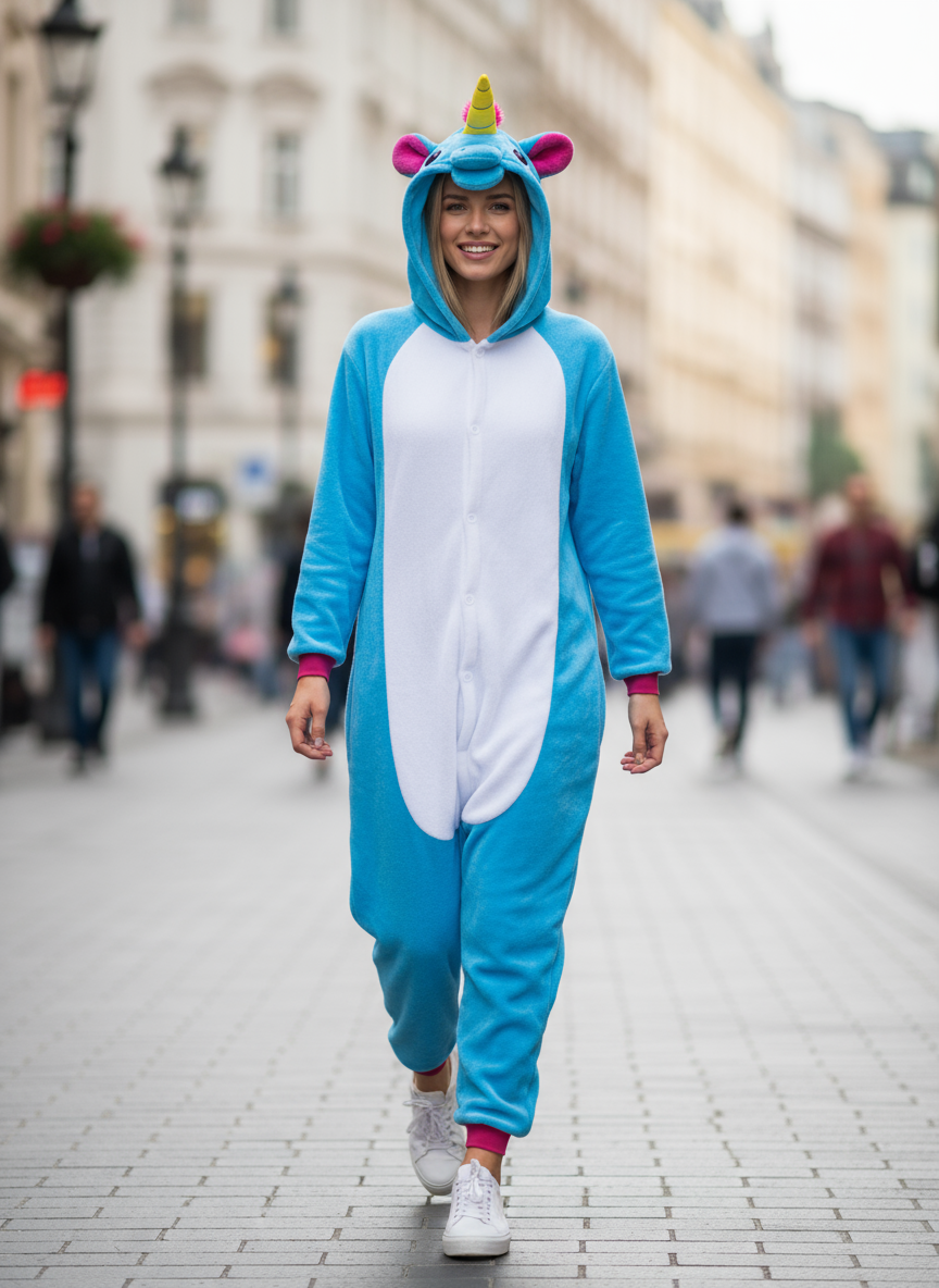 Plyšákový overal jednorožec vel. S/M |second hand|