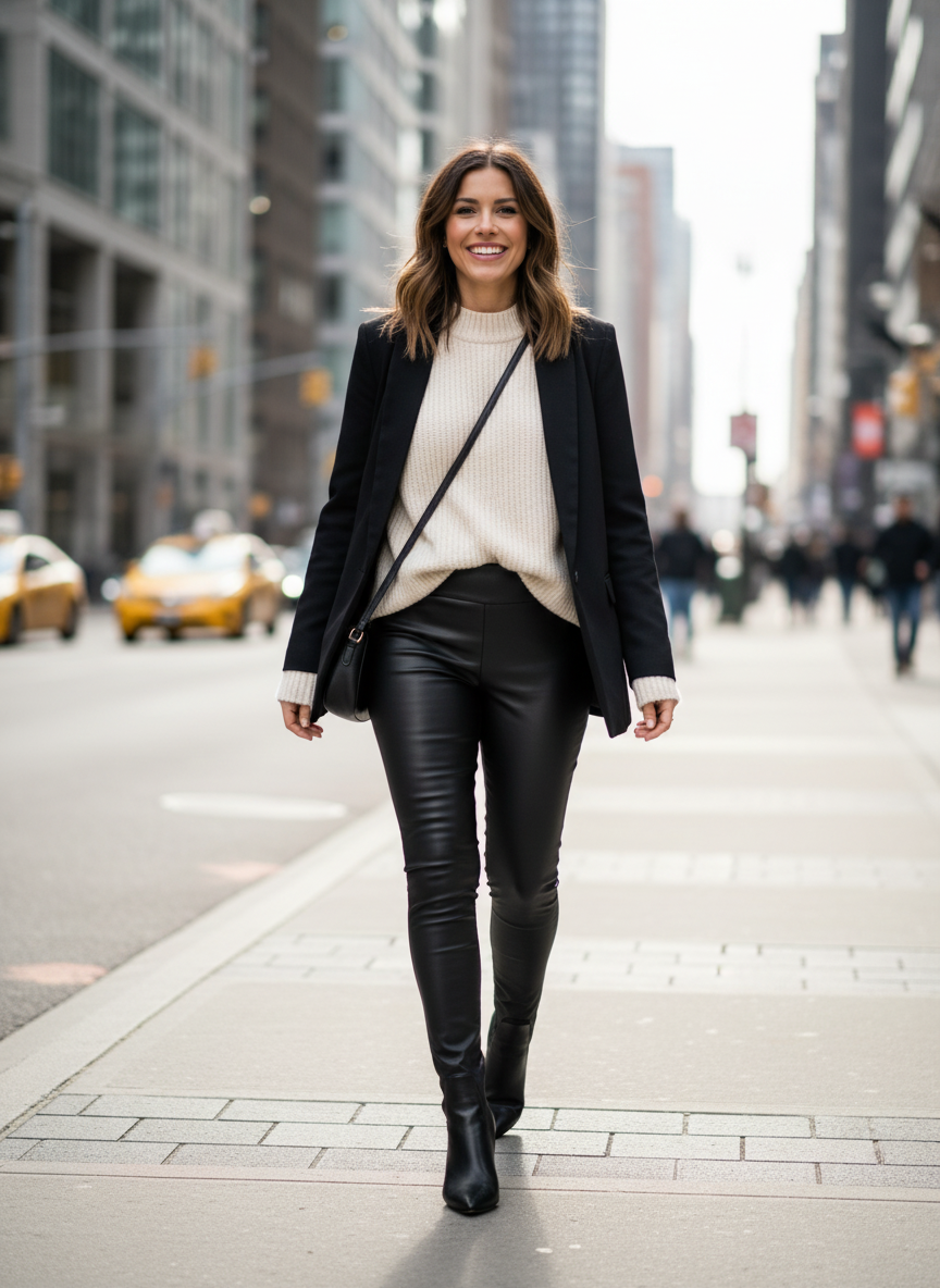 Zateplené koženkové legíny Calzedonia vel. L