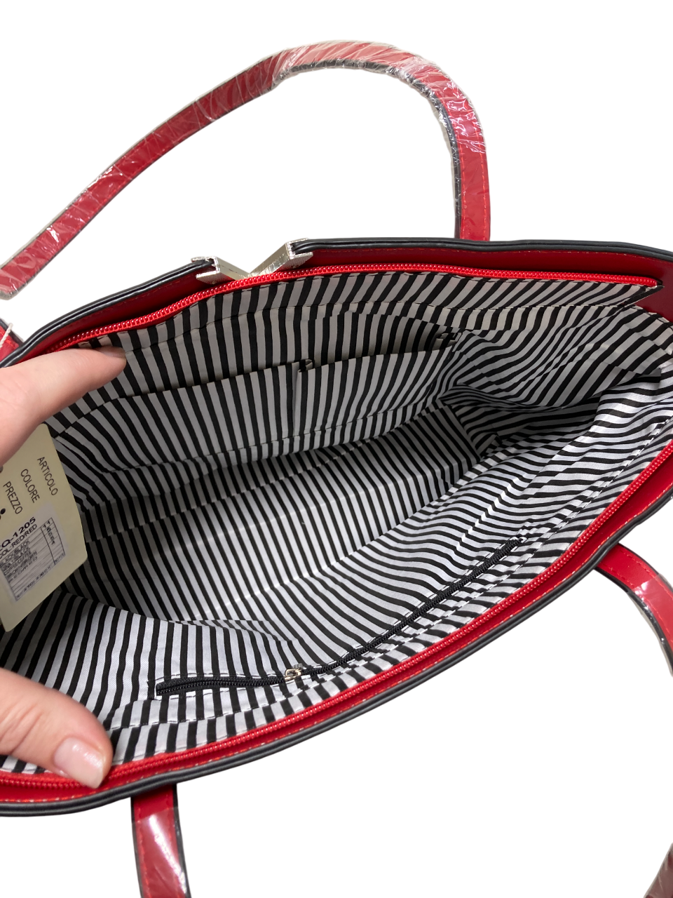 Dámská kabelka Tote s monogramovým vzorem - červená