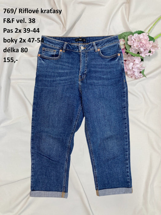 Riflové 7/8 kalhoty F&F vel. 38