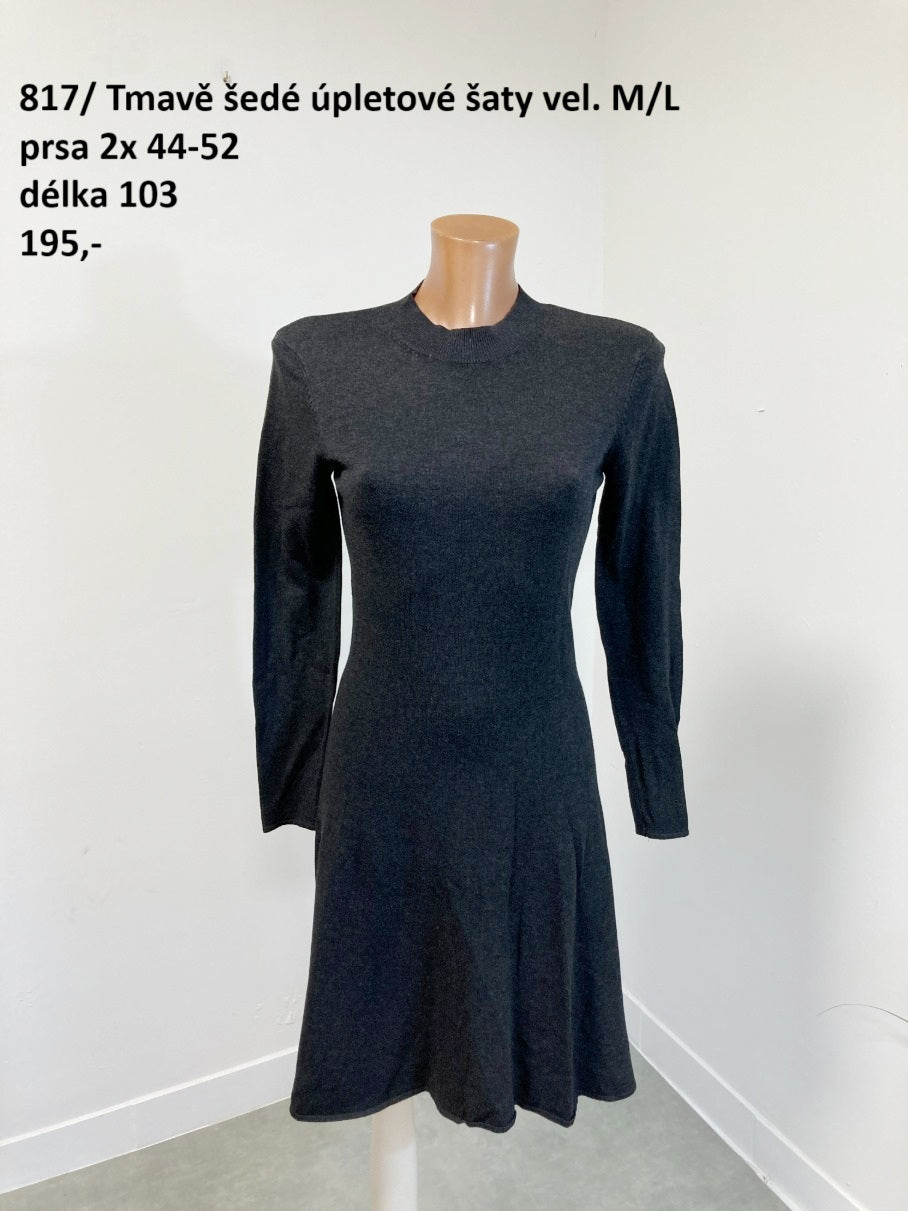 Tmavě šedé úpletové šaty vel. M/L |second hand|