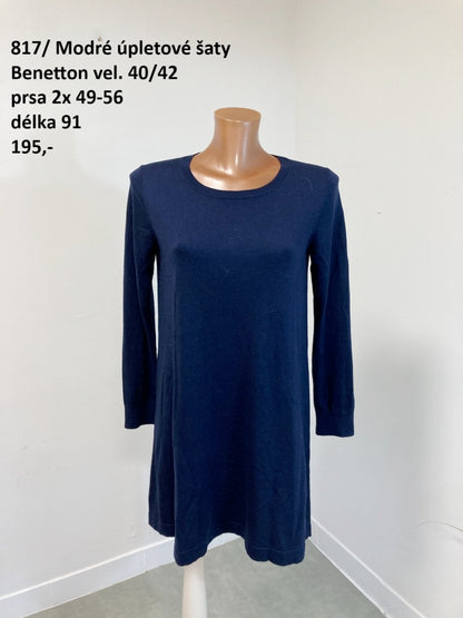Modré úpletové šaty Benetton vel. 40/42 |second hand|