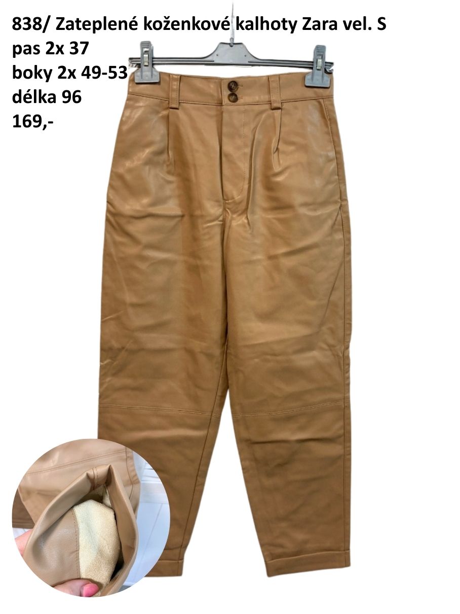 Zateplené koženkové kalhoty Zara vel. S |second hand|
