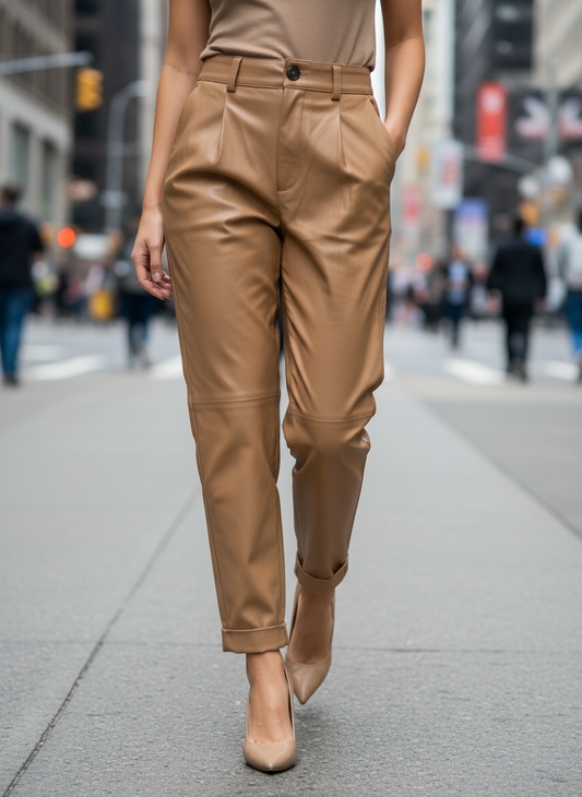 Zateplené koženkové kalhoty Zara vel. S |second hand|