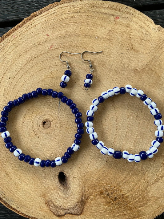 Náušnice - modrobílé