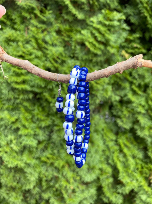 Náušnice - modrobílé