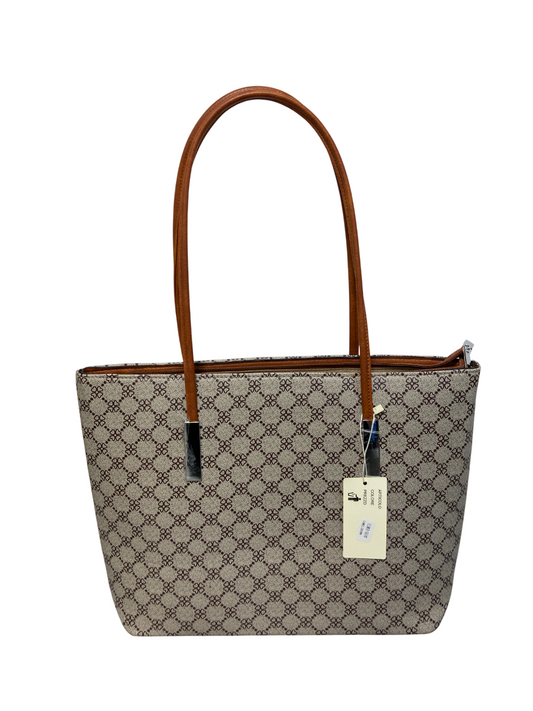 Dámská kabelka Tote s monogramovým vzorem - béžová