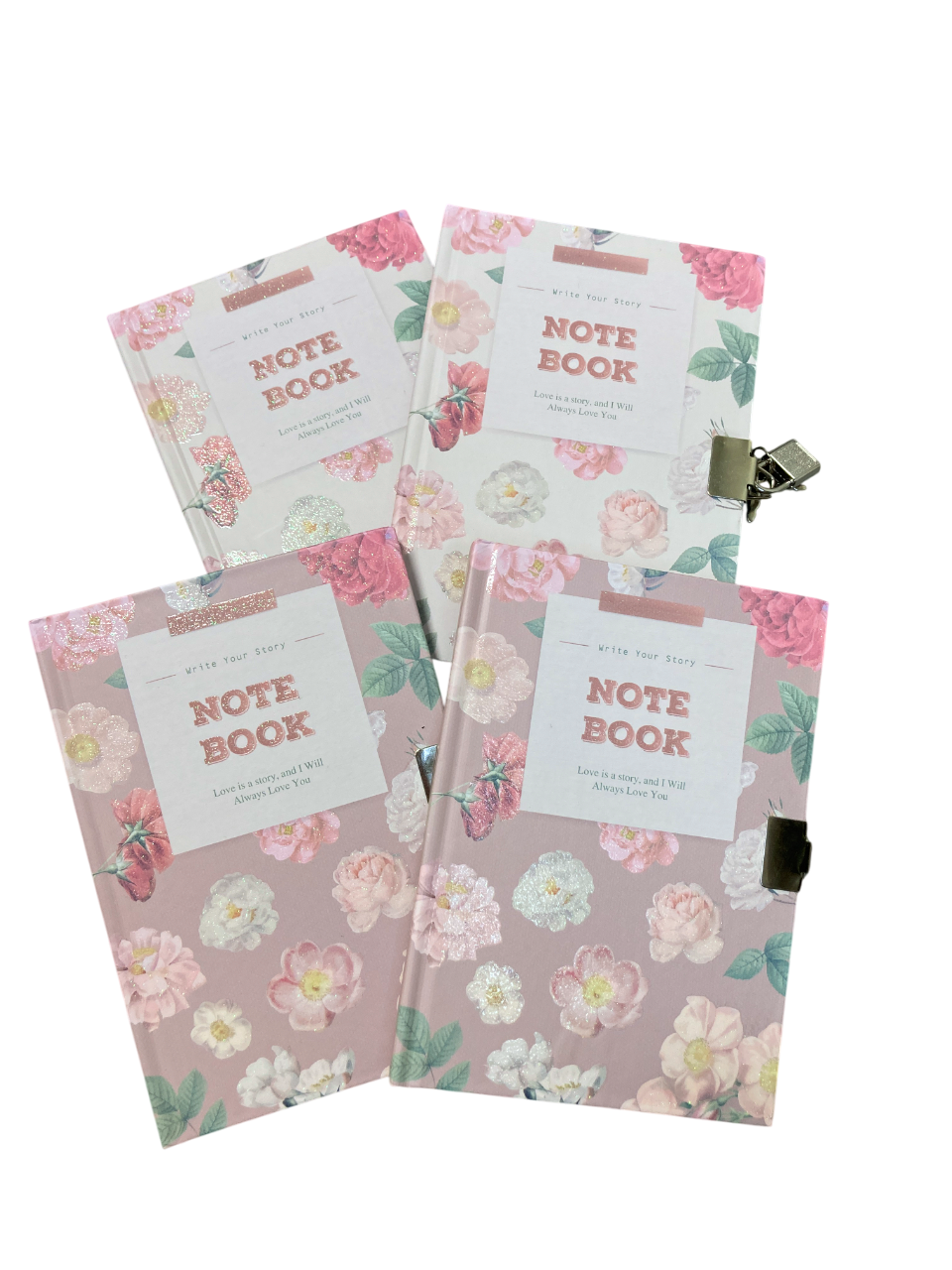 Třpytivý květinový zápisník s visacím zámkem - NOTE BOOK