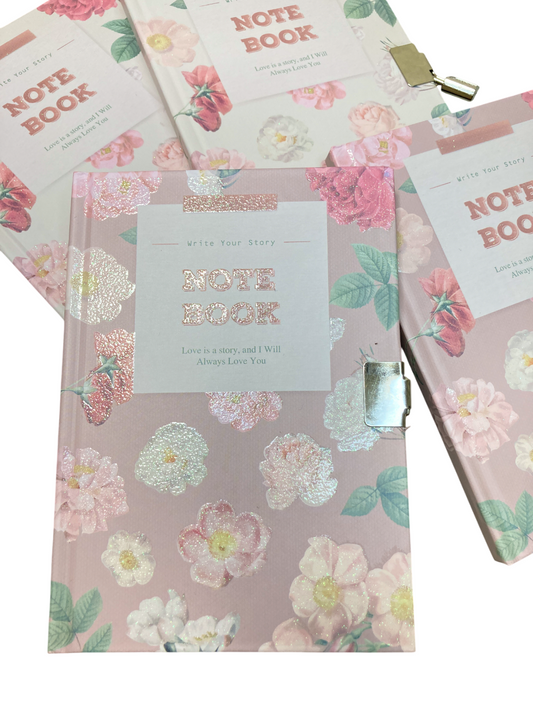 Třpytivý květinový zápisník s visacím zámkem - NOTE BOOK