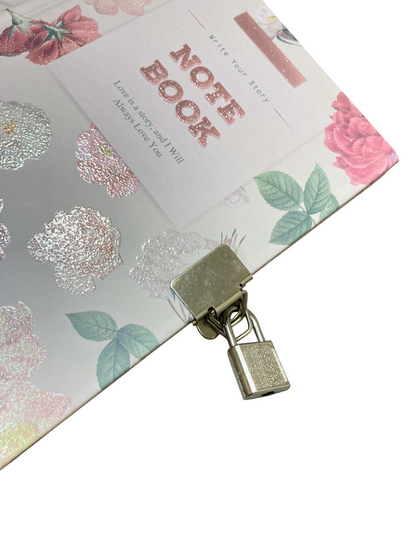 Třpytivý květinový zápisník s visacím zámkem - NOTE BOOK