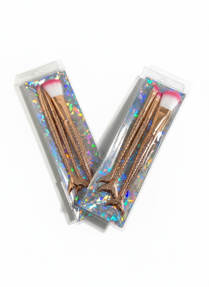 Sada kosmetických štětců Mořská panna - 4 ks zlatá