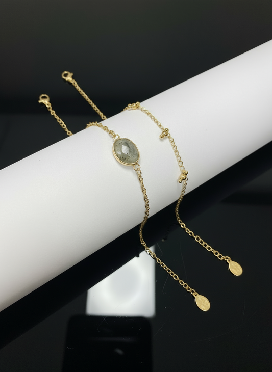 Dvojitý Náramek z drahým kamenem Labradoritem