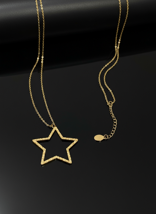 Náhrdelník z chirurgické oceli s hvězdou - zlatá barva